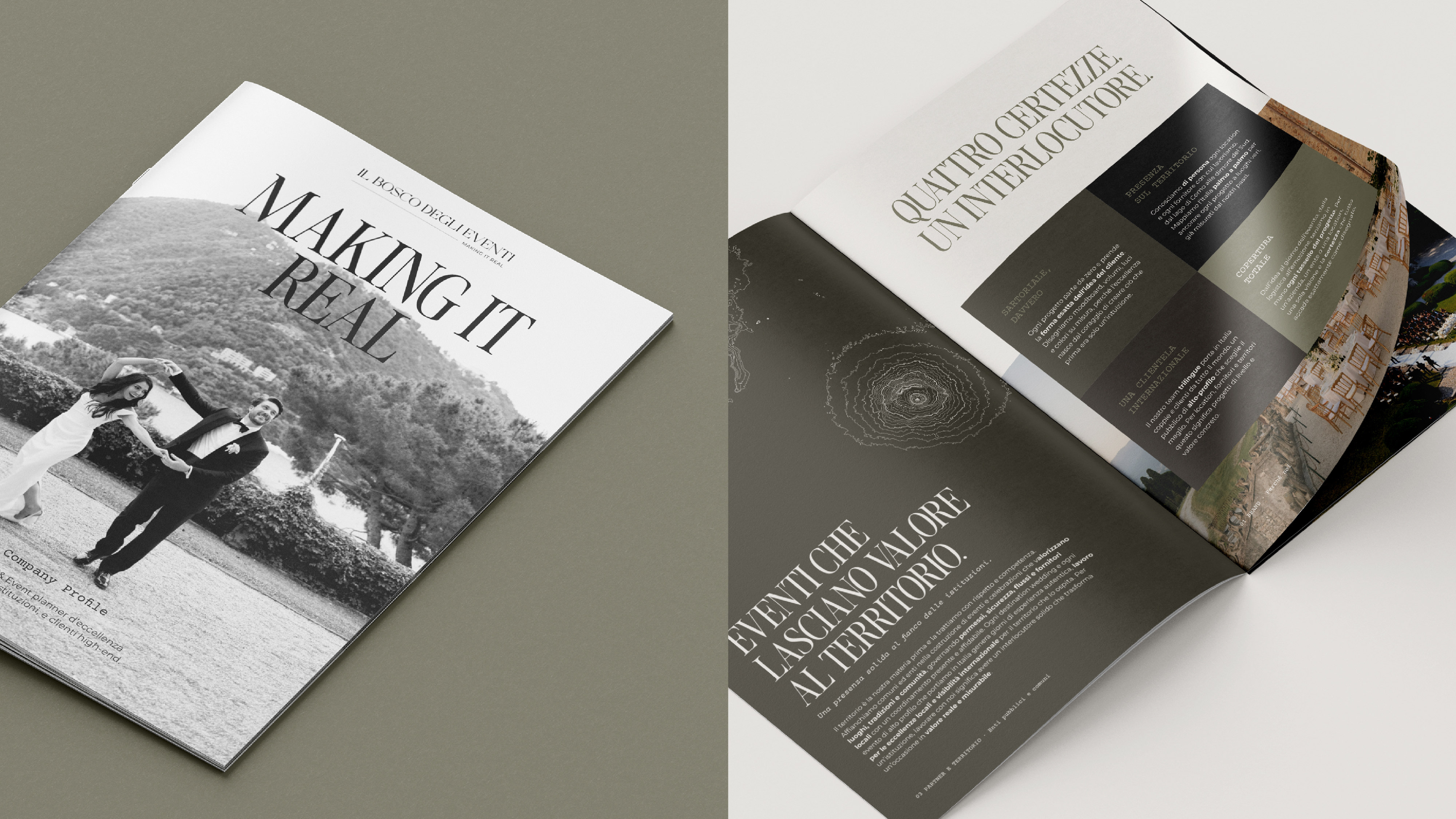 Mockup del magazine «Making It Real» de Il Bosco degli Eventi